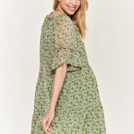 Floral print v-neck mini dress