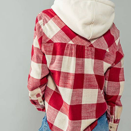 Black & White Hooded Flannel