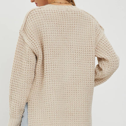 Ivory Waffle Knit Sweater