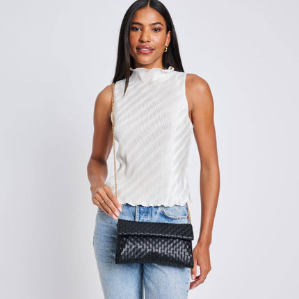 Wine Color Woven Clutch
