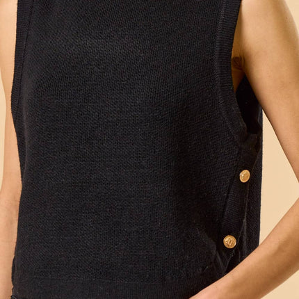 Black Mock Neck Sleeveless Sweater