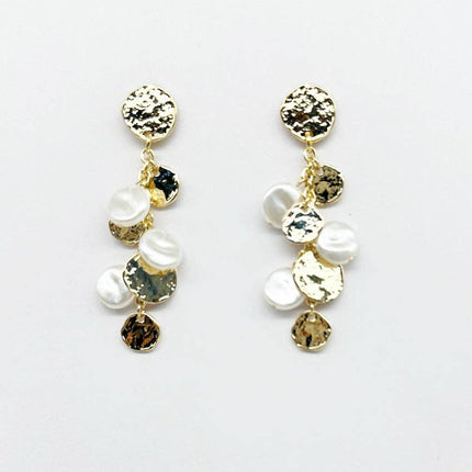 Gold Hammered Coin Stud Earring