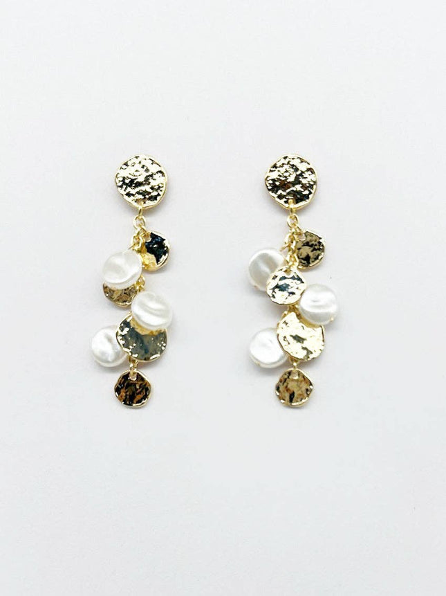 Gold Hammered Coin Stud Earring