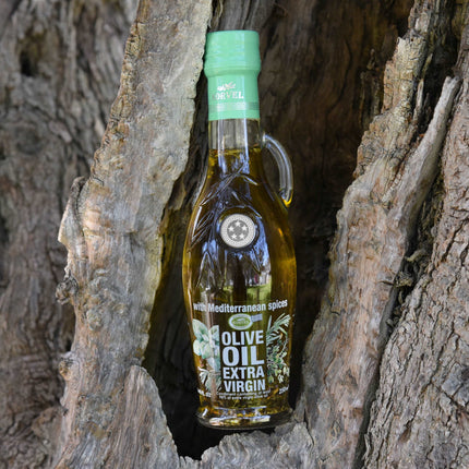 KORVEL Greek Extra Virgin Olive Oil with Mediterranean Herbs - 8.45 fl oz