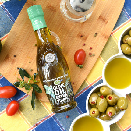 KORVEL Greek Extra Virgin Olive Oil with Mediterranean Herbs - 8.45 fl oz