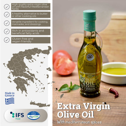 KORVEL Greek Extra Virgin Olive Oil with Mediterranean Herbs - 8.45 fl oz