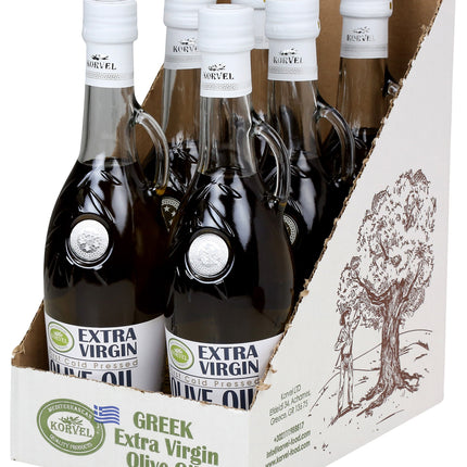 KORVEL Greek Extra Virgin Olive Oil - 16.9 fl oz (500ml) - 2 Pack