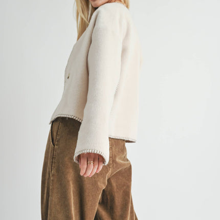 Cream Contrast Stitch Jacket