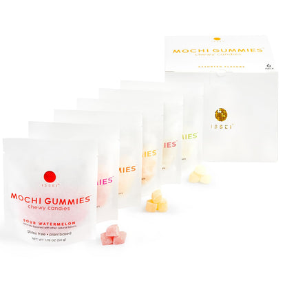 ISSEI Mochi Gummies - Viral TikTok Award-Winning Japanese Chewy Candy, Rainbow Variety 6-Pack (1.76 oz Each)