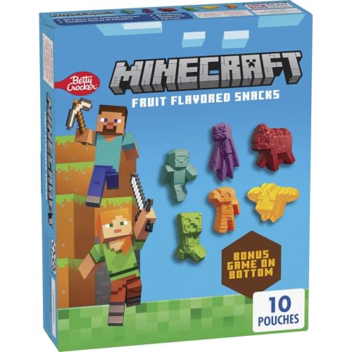 Betty Crocker Minecraft Fruit Flavored Kids Snacks, Fat Free and Gluten Free Snack, 8 oz (10 Pouches)