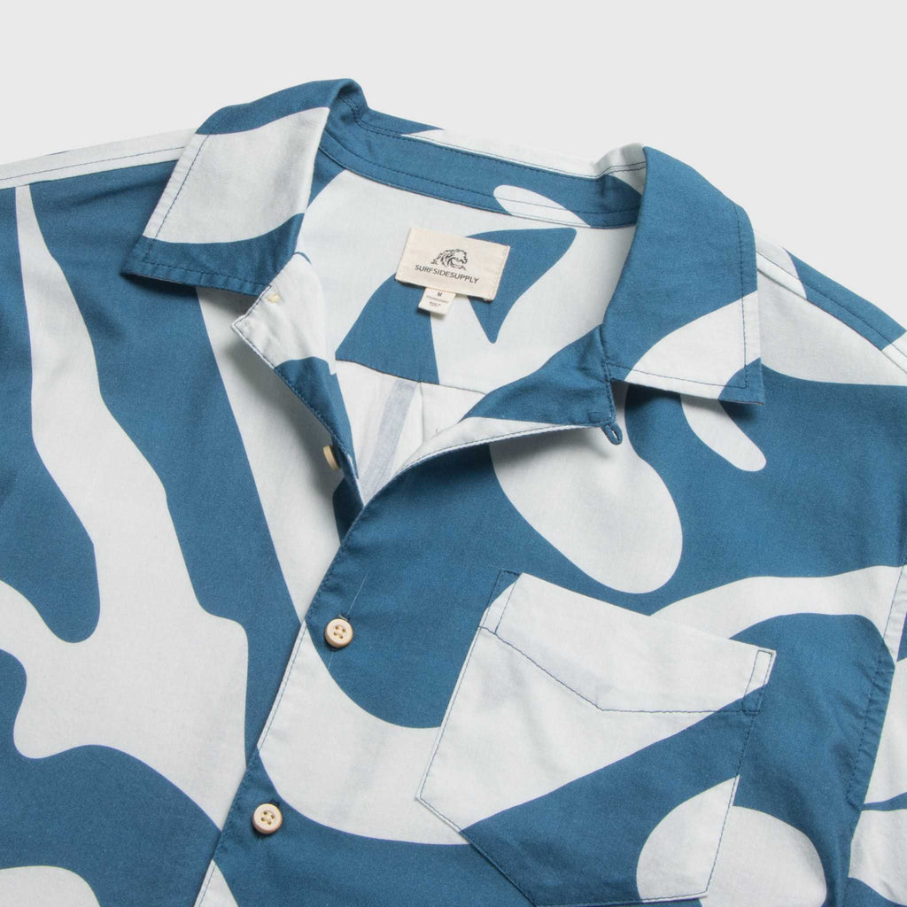 Billy Swirl Camp Collar Shirt - Blue