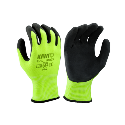 Kiwi Foam Latex Palm Coated Polyester Knit Neon Grip Gloves [52300]