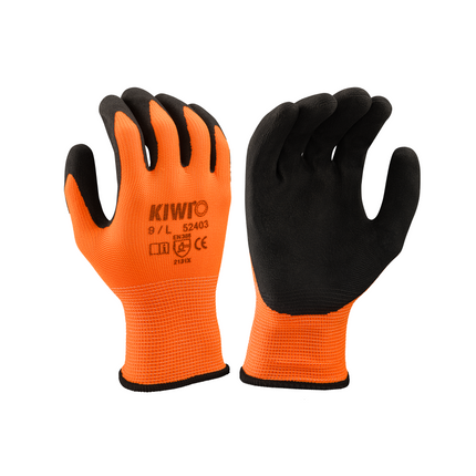 Kiwi Foam Latex Palm Coated Polyester Knit Orange Grip Gloves [52400]
