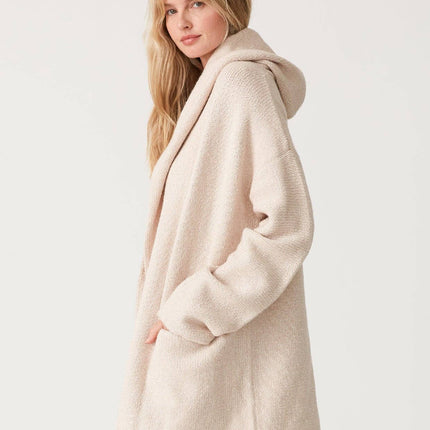 Lovestitch Mid-Length Oversized Long Sleeve Hooded Coatigan