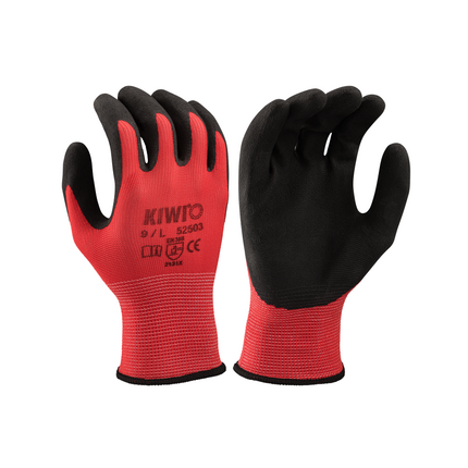 Kiwi Foam Latex Palm Coated Polyester Knit Red Grip Gloves [52500]