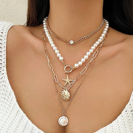 Ocean Pearl Layered Necklace Set