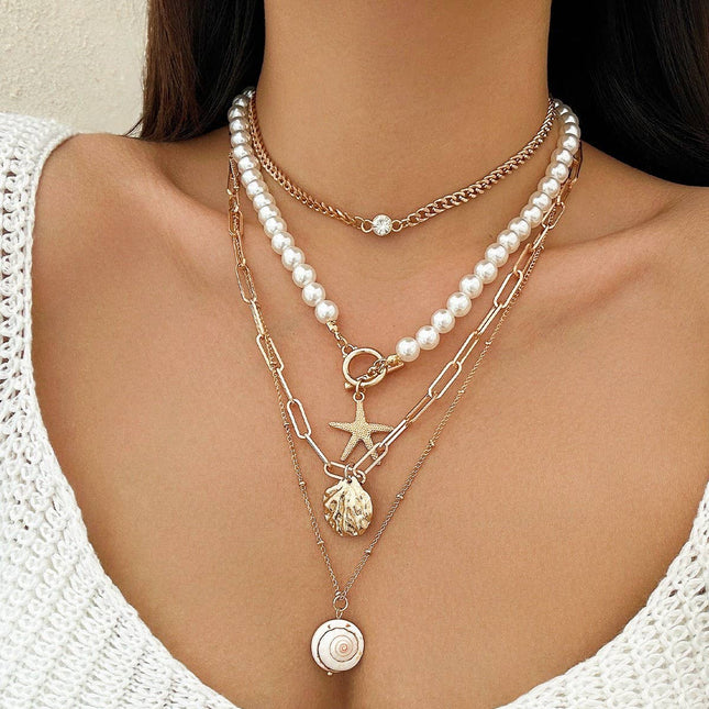 Ocean Pearl Layered Necklace Set