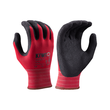 Kiwi PUD Palm Coated Nylon Knit Red Grip Gloves [53400]
