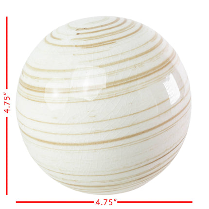 White/Tan Coastal Stoneware Ball