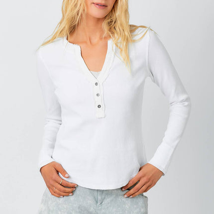 Off-White Washed Thermal Henley Top