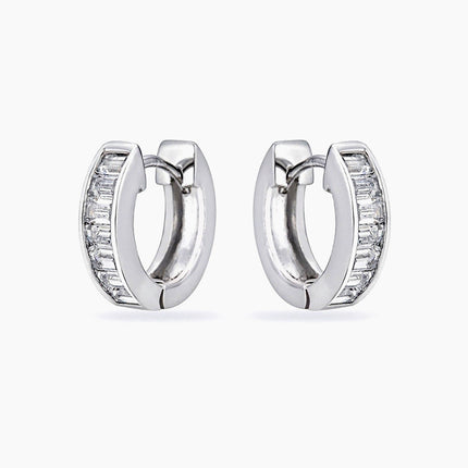 Ashlee 0.8ct CZ White Gold Rhodium Channel Set Hoop Earrings