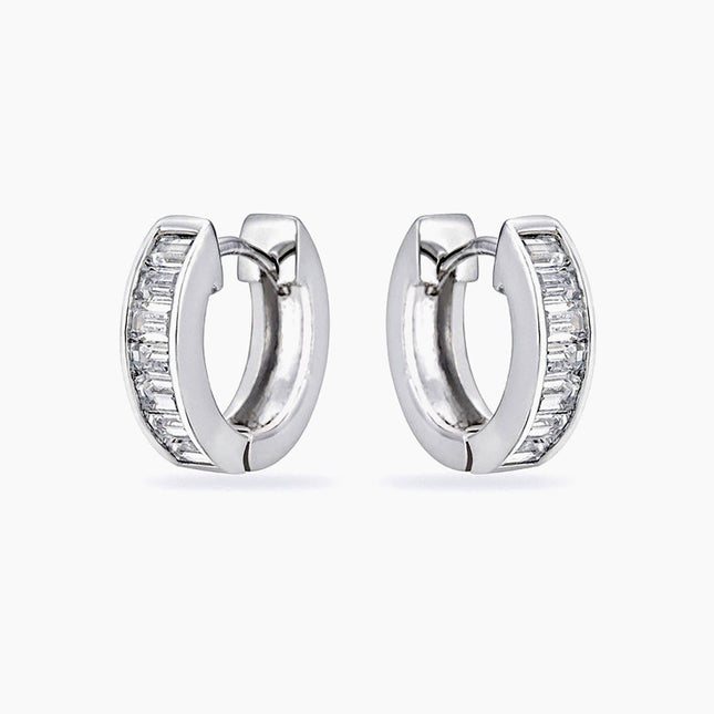 Ashlee 0.8ct CZ White Gold Rhodium Channel Set Hoop Earrings