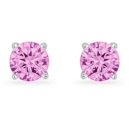 Rachael 2ct Pink CZ Sterling Silver Rhodium Stud Earrings