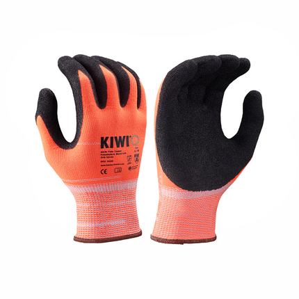 Kiwi A5 Cut Resistant Nitrile Palm Coated Polyethylene Blend Knit Orange Grip Gloves [55200]