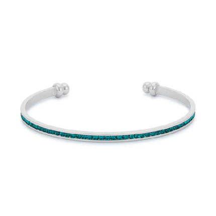 Bonnie 0.8ct Turquoise Crystals With White Gold Rhodium Channel Set Cuff