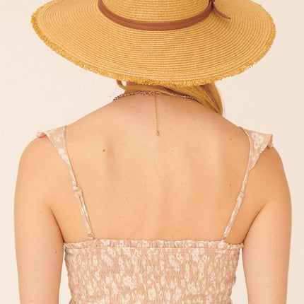 Floral Ruffle-Trim Smocked Cami Bodysuit