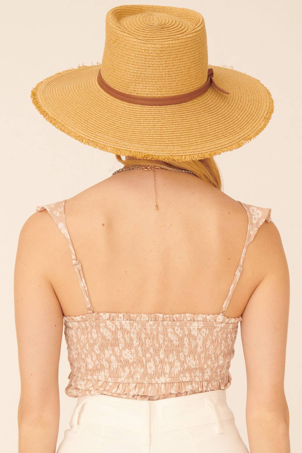 Floral Ruffle-Trim Smocked Cami Bodysuit