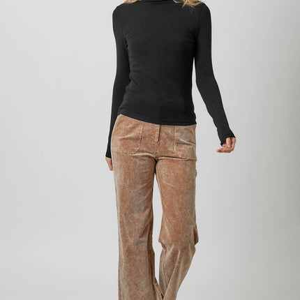 Black Knit Mock Neck Top