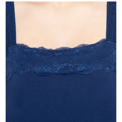 Women's Lacey Trim Cotton Blend Tank Top
