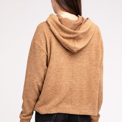 Hooded Brushed Melange Hacci Sweater