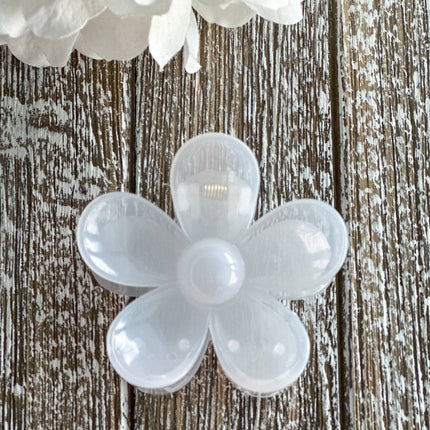 Flower Power White Shimmer Hair Clip