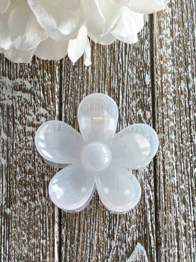 Flower Power White Shimmer Hair Clip