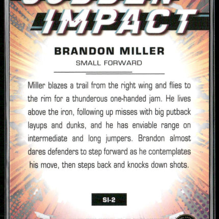 2023-24 Topps Chrome #SI-2 Brandon Miller Sudden Impact Refractor Blue