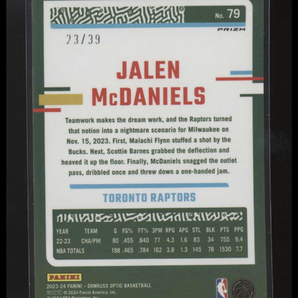 2023-24 Donruss Optic #79 Jalen McDaniels Black Velocity #/39