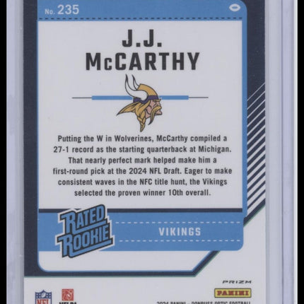 J.J. McCarthy 2024 Donruss Optic #235 Green