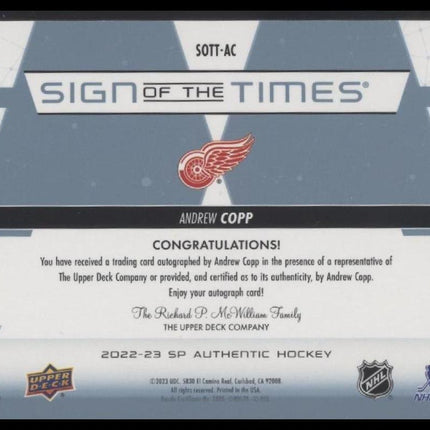 2023-24 SP Authentic Andrew Copp 2022-23 SP Authentic Update: Sign of the Times