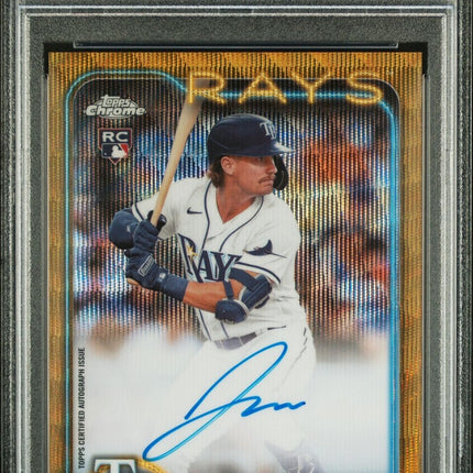 2024 Topps Chrome Rookie Auto Jonny Deluca Rookie Auto-Gold Wave-PSA 9