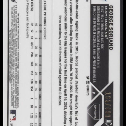 2023 Topps Chrome Update #AC-GSO George Soriano Autographs Refractor #/499