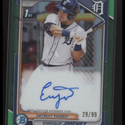 2024 Bowman Chrome Enrique Jimenez Prospects Autographs Green Refractors #/99
