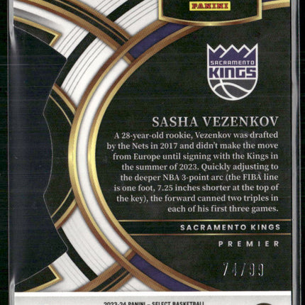 2023-24 Panini Select #127 Sasha Vezenkov Purple Prizms Die Cut #/99
