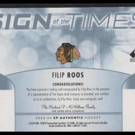 2023-24 SP Authentic #SOTT-FR Filip Roos Sign of the Times