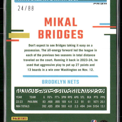 2023-24 Donruss Optic #199 Mikal Bridges Choice Red #/88