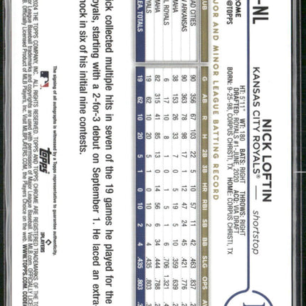 2024 Topps Chrome #RA-NL Nick Loftin Rookie Autographs Gold Refractor #/50
