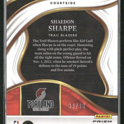 2023-24 Panini Select #215 Shaedon Sharpe Pink Cracked Ice Prizms #/99