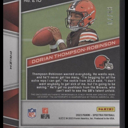 2023 Panini Spectra  Dorian Thompson-Robinson Rookie Patch Auto Supernova #/70