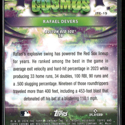2024 Topps Cosmic Rafael Devers Into the Cosmos Green Space Dust Refractors #/75